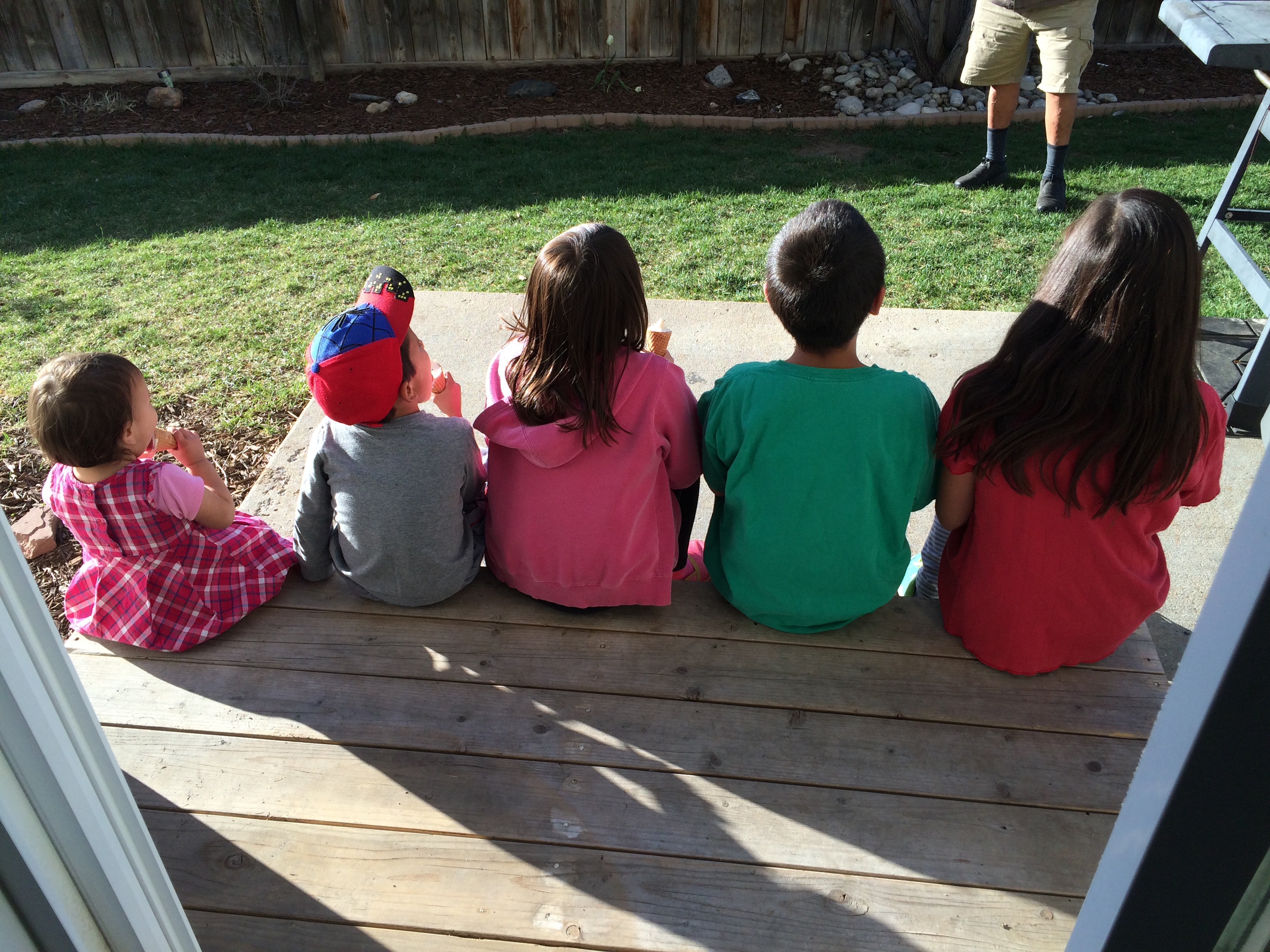 Children eating an ice cream cone
